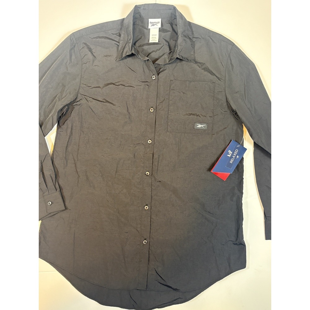 NEW - Reebok Studio Style Black Button Down Shirt Small - RELAXED